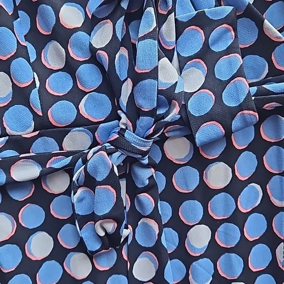 Eliza J Blue Polka Dot Faux Wrap Dress 0 like new - Picture 7 of 8